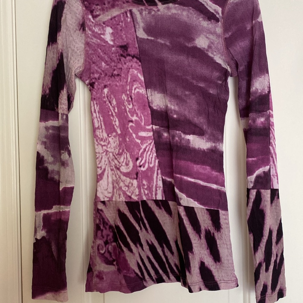 Karen Kane Very Stretchy Pink Purple Print Top NeverUsed - Picture 3 of 16